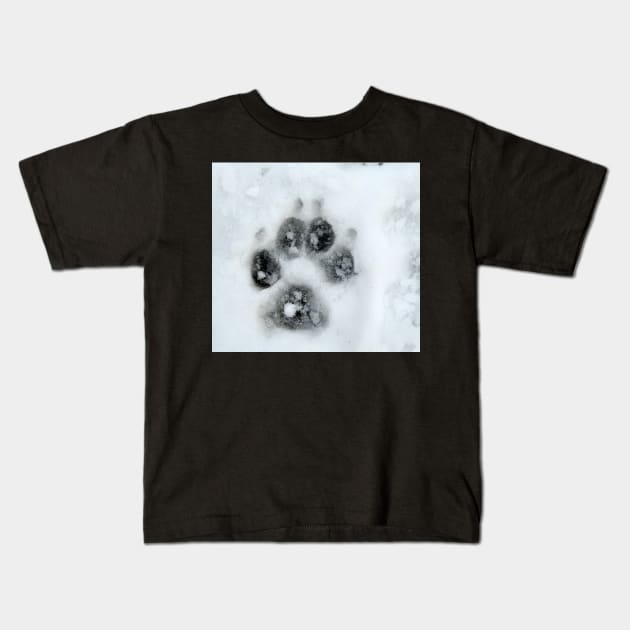 Snow Paws Kids T-Shirt by Drgnfly4free